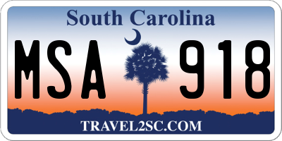 SC license plate MSA918