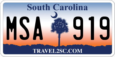 SC license plate MSA919