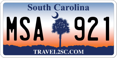 SC license plate MSA921