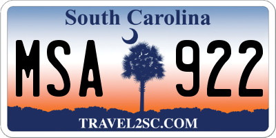 SC license plate MSA922