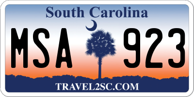 SC license plate MSA923