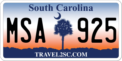SC license plate MSA925