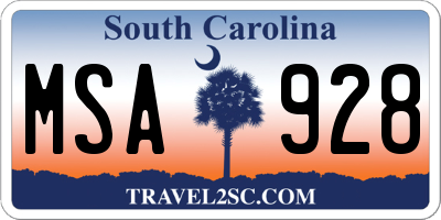 SC license plate MSA928