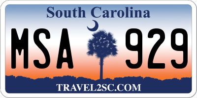 SC license plate MSA929
