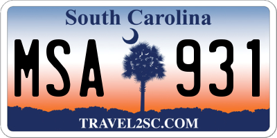 SC license plate MSA931