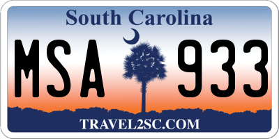 SC license plate MSA933