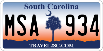 SC license plate MSA934