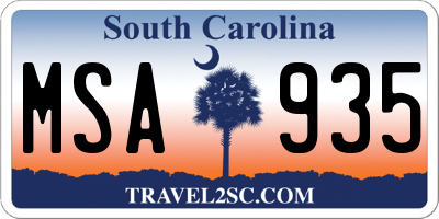 SC license plate MSA935