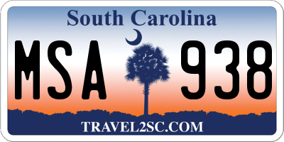 SC license plate MSA938