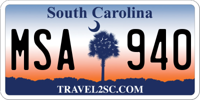 SC license plate MSA940