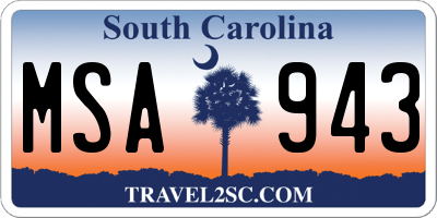 SC license plate MSA943