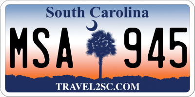 SC license plate MSA945
