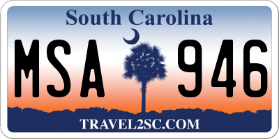 SC license plate MSA946