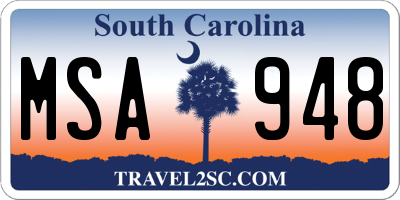 SC license plate MSA948