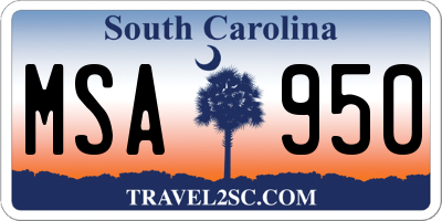 SC license plate MSA950