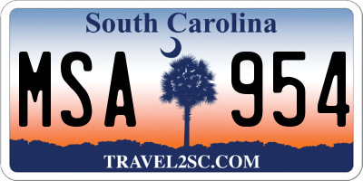 SC license plate MSA954