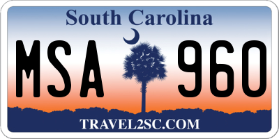 SC license plate MSA960