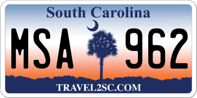 SC license plate MSA962