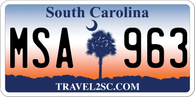 SC license plate MSA963