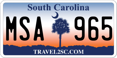 SC license plate MSA965