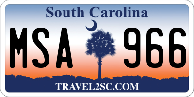 SC license plate MSA966