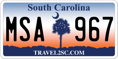SC license plate MSA967