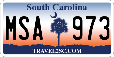SC license plate MSA973