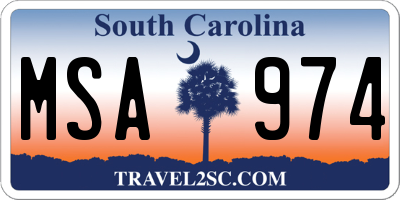 SC license plate MSA974