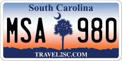 SC license plate MSA980