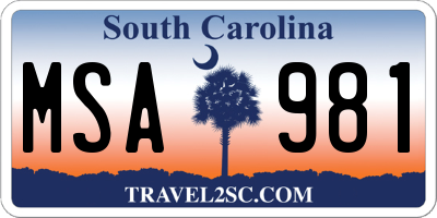 SC license plate MSA981