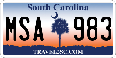 SC license plate MSA983