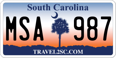 SC license plate MSA987
