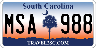 SC license plate MSA988