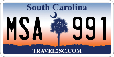 SC license plate MSA991