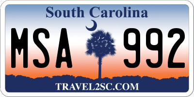 SC license plate MSA992