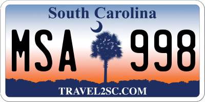 SC license plate MSA998