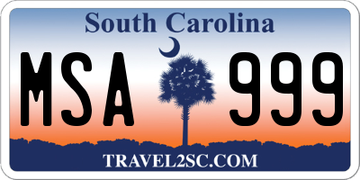 SC license plate MSA999