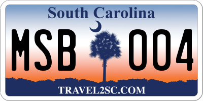 SC license plate MSB004