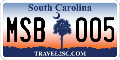 SC license plate MSB005