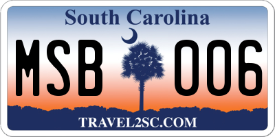 SC license plate MSB006