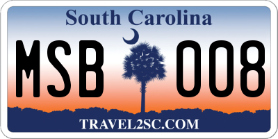 SC license plate MSB008