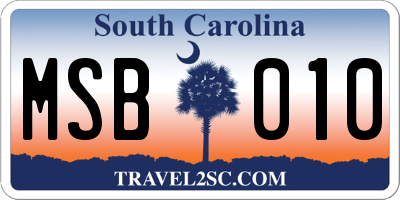 SC license plate MSB010