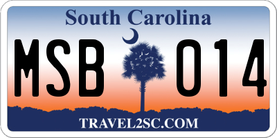 SC license plate MSB014