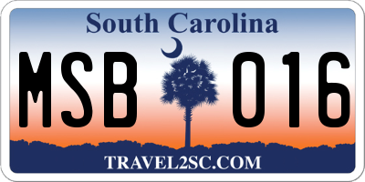 SC license plate MSB016