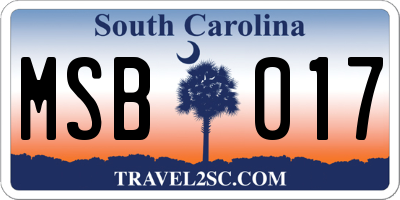SC license plate MSB017