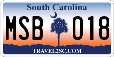SC license plate MSB018