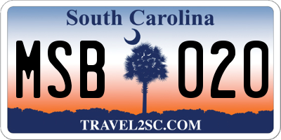 SC license plate MSB020