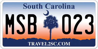 SC license plate MSB023