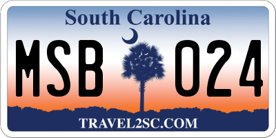SC license plate MSB024