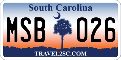 SC license plate MSB026